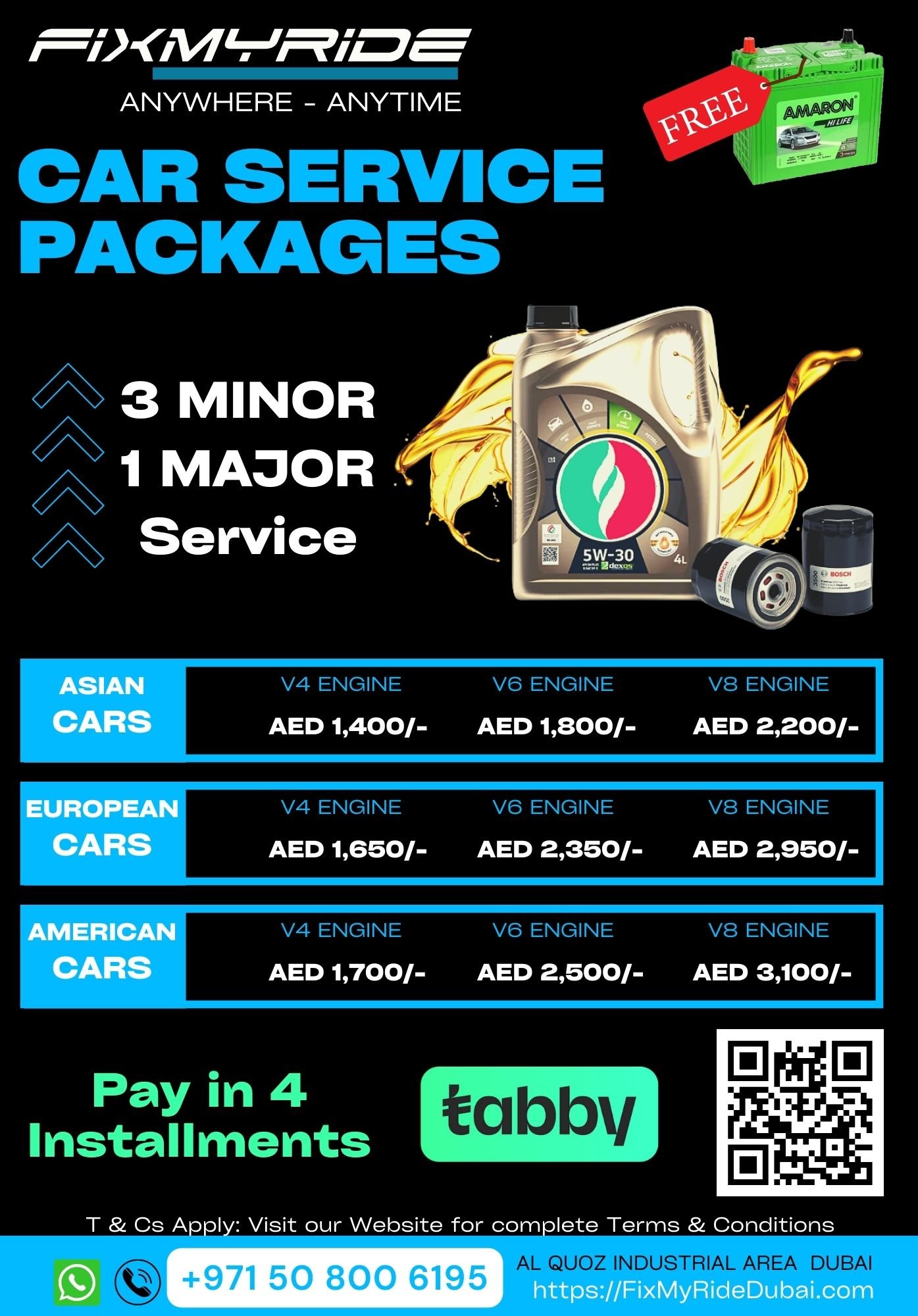 CAR SERVICE PACKAGE Open 24 Hours 050 800 6195 CAR SERVICE PACKAGE Open 24 Hours 050 800 6195